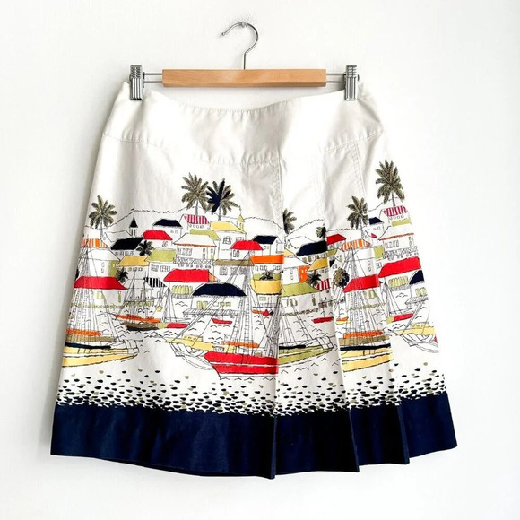 Eddie Bauer Cotton Sea Port Nantucket Motif Print Short Skirt  10 - Picture 1 of 8